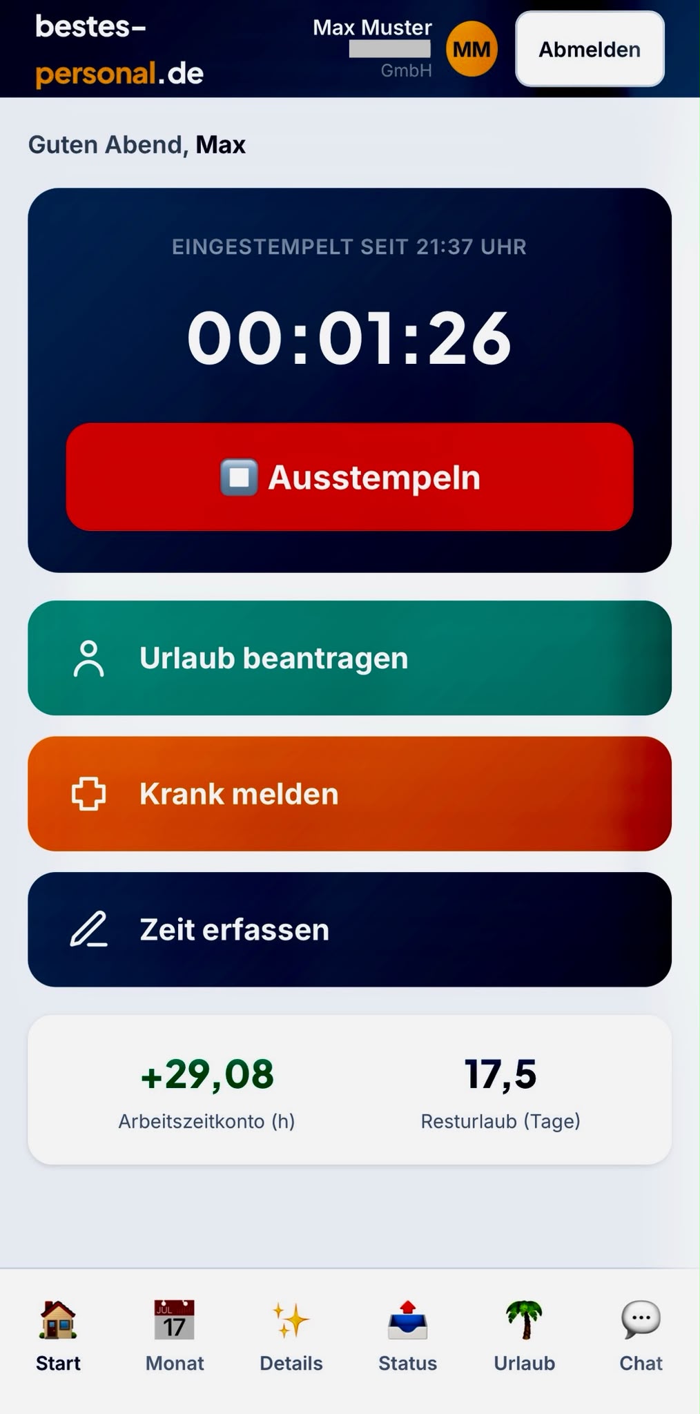Einfache Zeiterfassung mit GPS Tracking